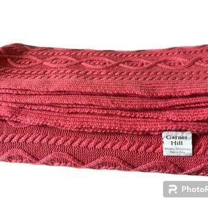 Garnet Hill Chunky Cable Knit Throw coral color soft beautiful wool and cashmere